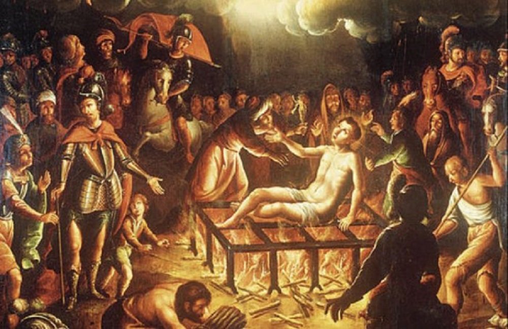 der heilige San Lorenzo bei seiner Hinrichtung auf einem Rost