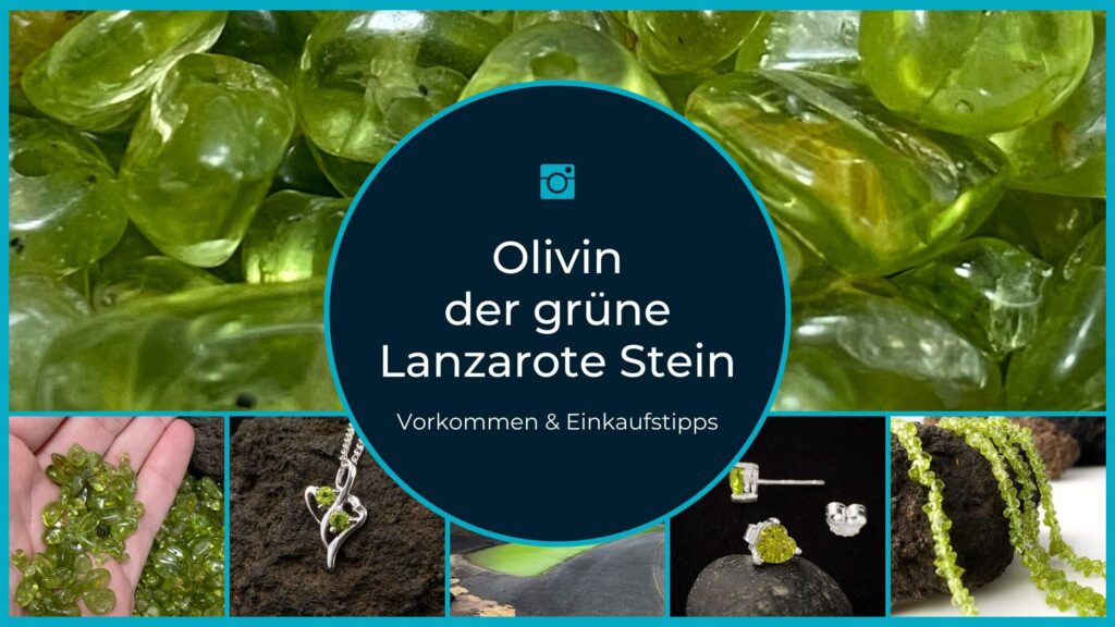 Peridot Olivin Steine auf Lanzarote und Schmuck